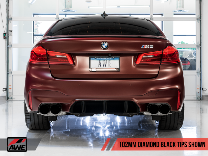 AWE Tuning 18-19 BMW F90 M5 SwitchPatch Cat-Back Exhaust- Black Diamond Tips