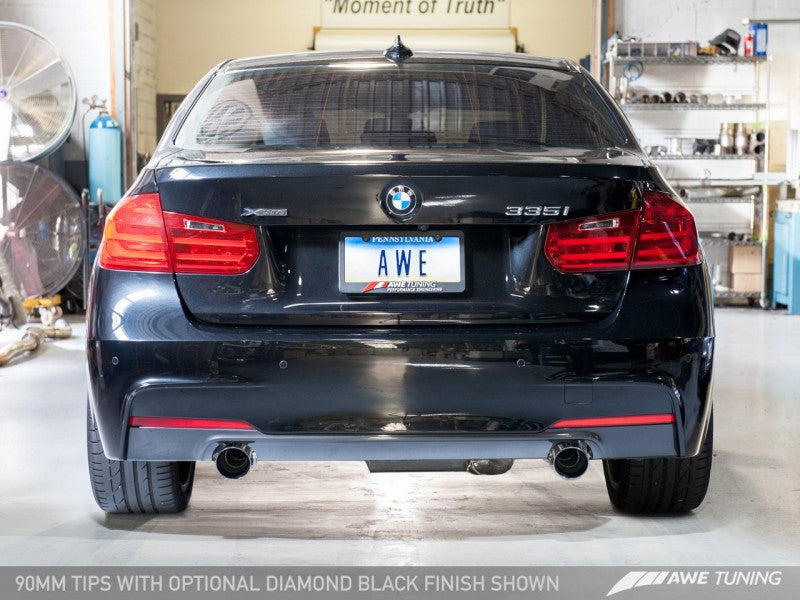 AWE Tuning BMW F3X 335i/435i Touring Edition Axle-Back Exhaust - Chrome Silver Tips (90mm)