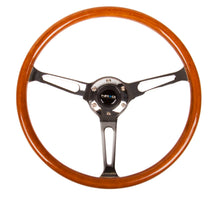 Load image into Gallery viewer, NRG Reinforced Steering Wheel (360mm) Classic Wood Grain w/Chrome Cutout 3-Spoke Center